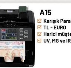 A15 TL / Euro Üstten Beslemeli Kağıt Para Sayma Makinesi