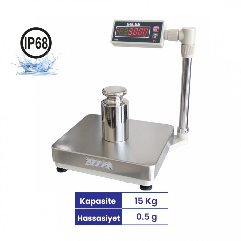 SELES TCS su geçirmez tartım terazisi 15 kg 0,5 g
