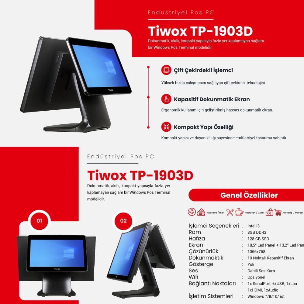 Tiwox TP-1903D 18,5 inç i3 3.Nesil 8GB RAM 128GB SSD - Görsel 3