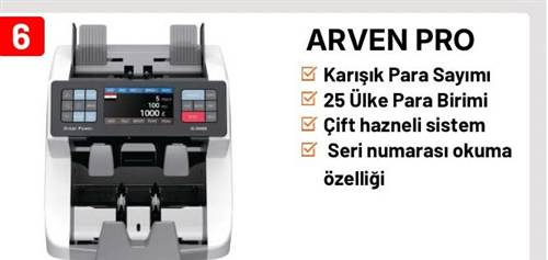 Arven Pro 2500 Yazıcılı Para Sayma Makinesi 25 Ülke