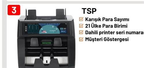 TSP Para Sayma Makinesi 21 Ülke Siyah Yazıcılı